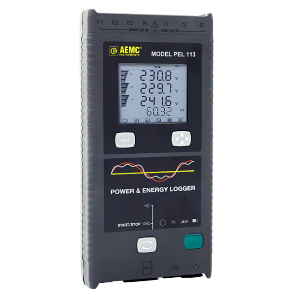 AEMC 2137.54 - Power & Energy Logger Model PEL 113 (w/LCD, w/3 MA193-10-BK Sensors)